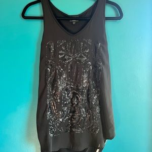 Black Embroidered Tank-top